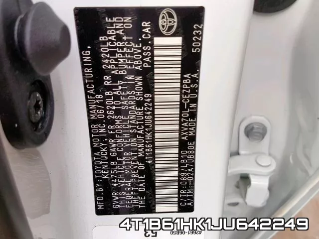 4T1B61HK1JU642249 фото 2