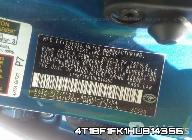 4T1BF1FK1HU814356 фото 10