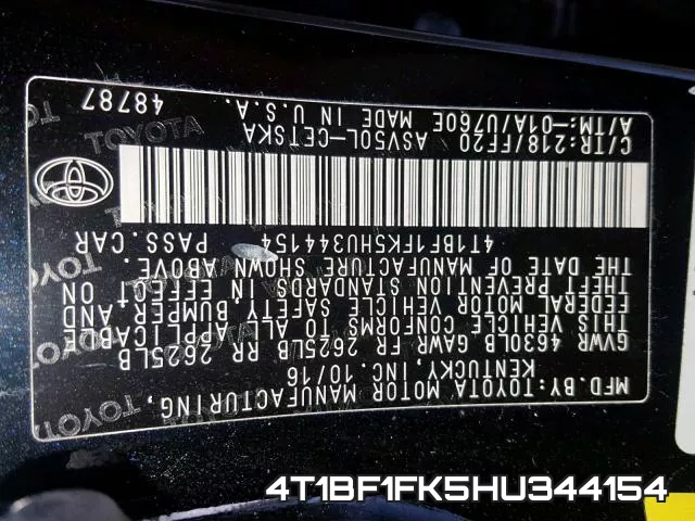 4T1BF1FK5HU344154 фото 2
