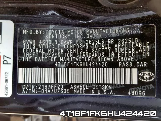 4T1BF1FK6HU424420 фото 2