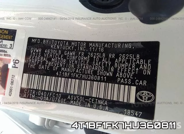 4T1BF1FK7HU360811 фото 10