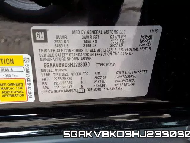 5GAKVBKD3HJ233030 фото 2