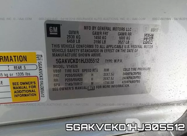 5GAKVCKD1HJ305512 фото 10