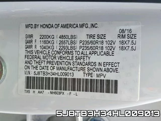 5J8TB3H34HL009013 фото 2