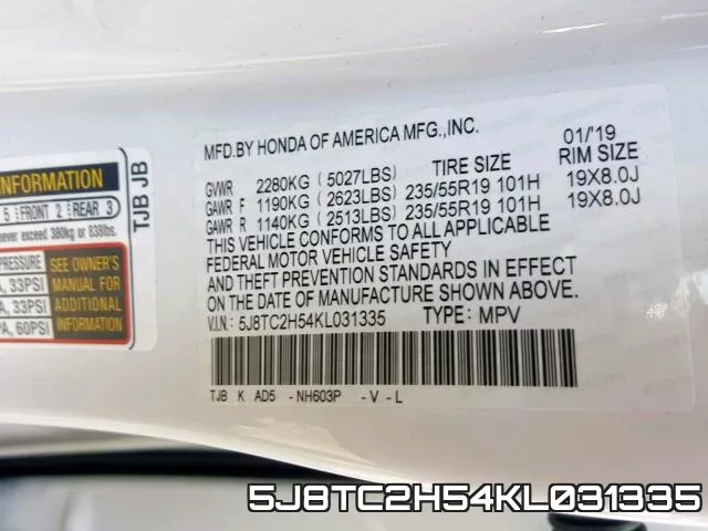 5J8TC2H54KL031335 фото 2