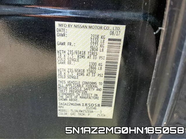 5N1AZ2MG0HN185058 фото 2
