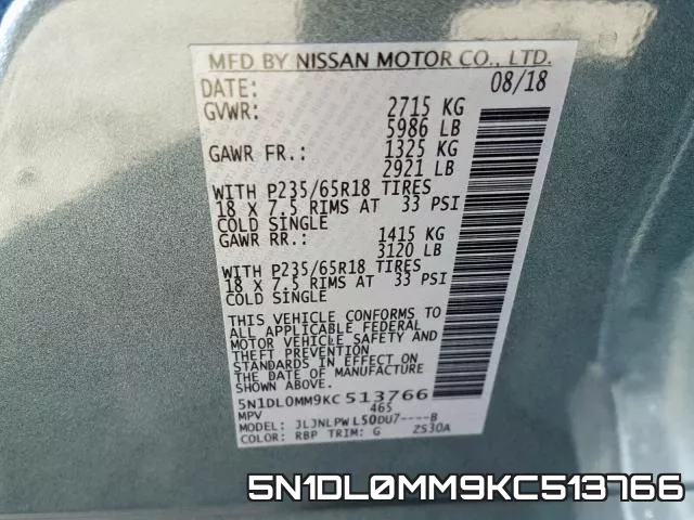 5N1DL0MM9KC513766 фото 2