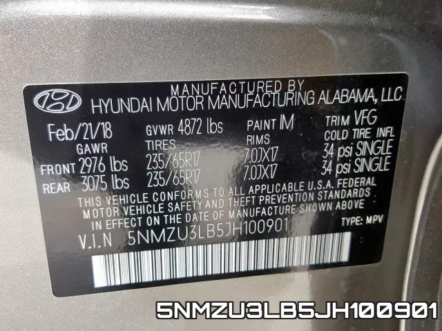 5NMZU3LB5JH100901 фото 2