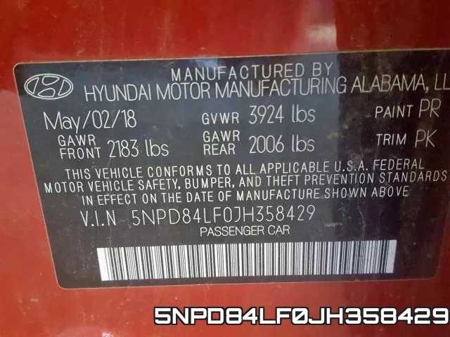 5NPD84LF0JH358429 фото 2