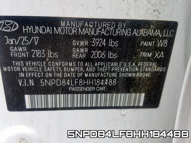 5NPD84LF8HH184488 фото 2