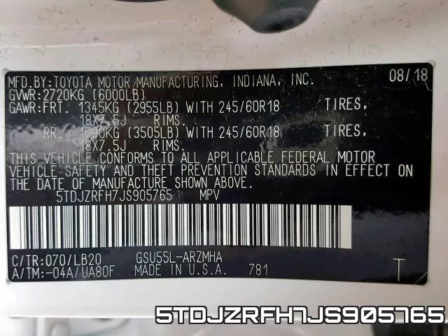 5TDJZRFH7JS905765 фото 2