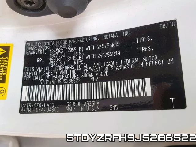 5TDYZRFH9JS286522 фото 2