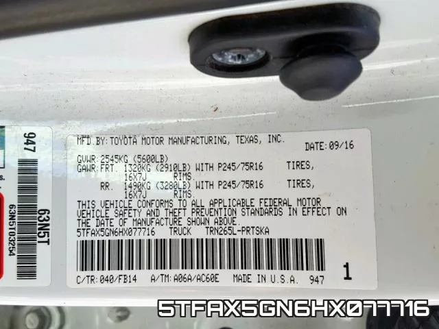 5TFAX5GN6HX077716 фото 2