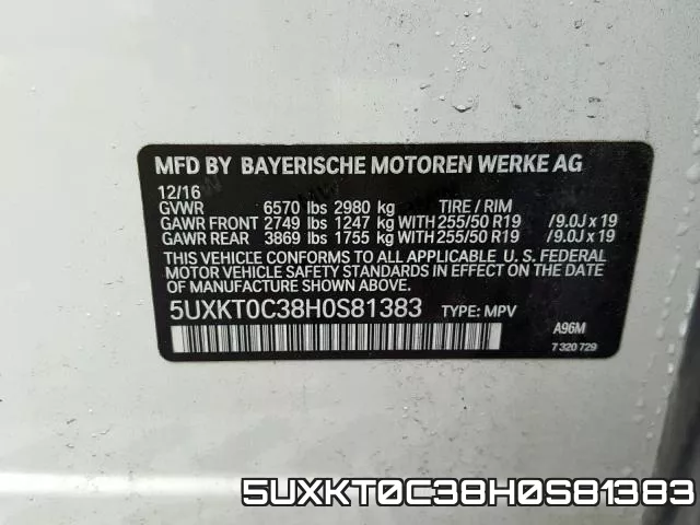 5UXKT0C38H0S81383 фото 2