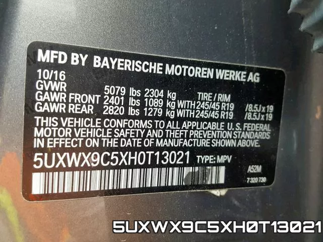 5UXWX9C5XH0T13021 фото 2