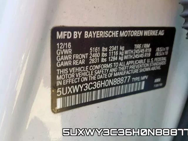 5UXWY3C36H0N88877 фото 2
