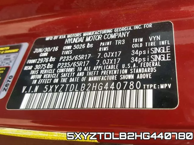 5XYZTDLB2HG440780 фото 2