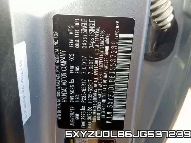 5XYZUDLB6JG537239 фото 2