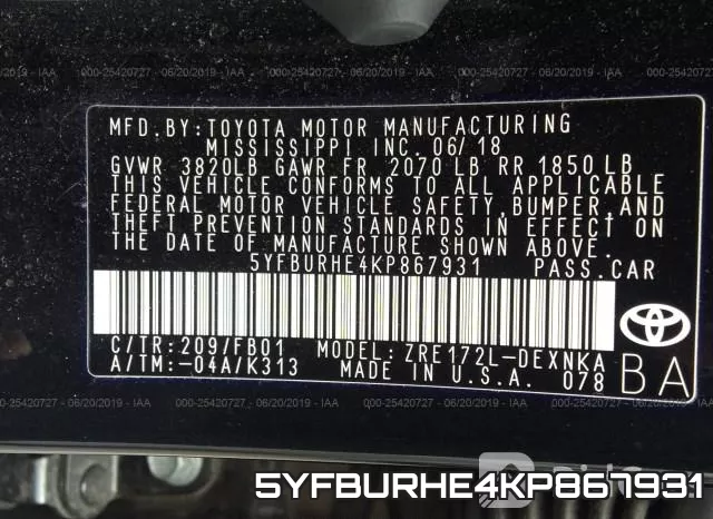 5YFBURHE4KP867931 фото 10