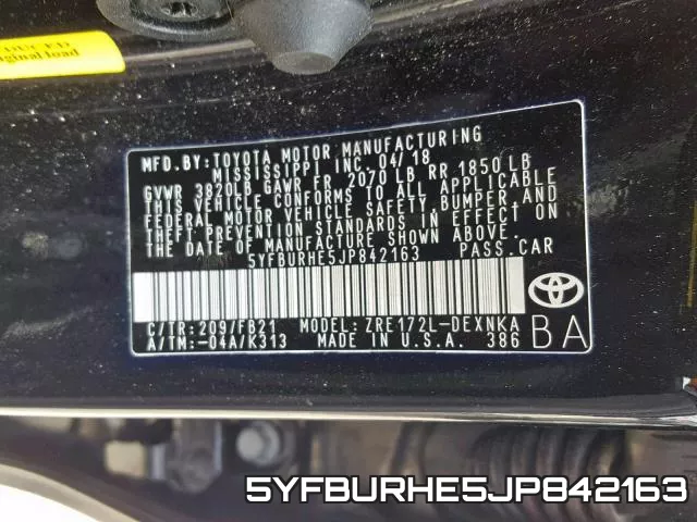 5YFBURHE5JP842163 фото 2