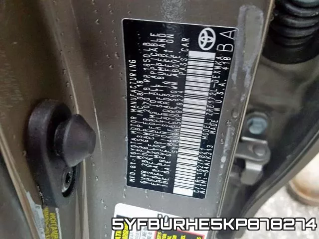 5YFBURHE5KP878274 фото 2