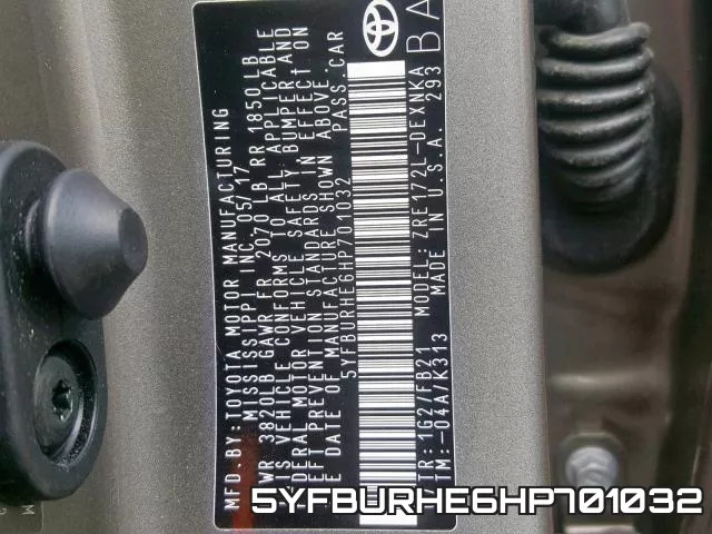 5YFBURHE6HP701032 фото 2