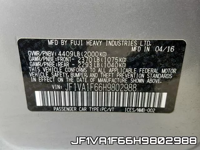 JF1VA1F66H9802988 фото 2