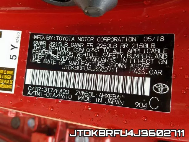 JTDKBRFU4J3602711 фото 2