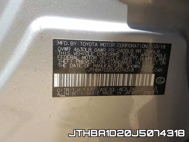 JTHBA1D20J5074318 фото 2