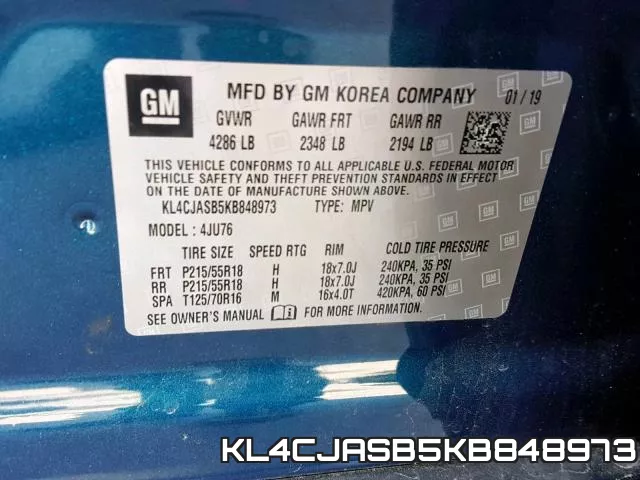 KL4CJASB5KB848973 фото 2