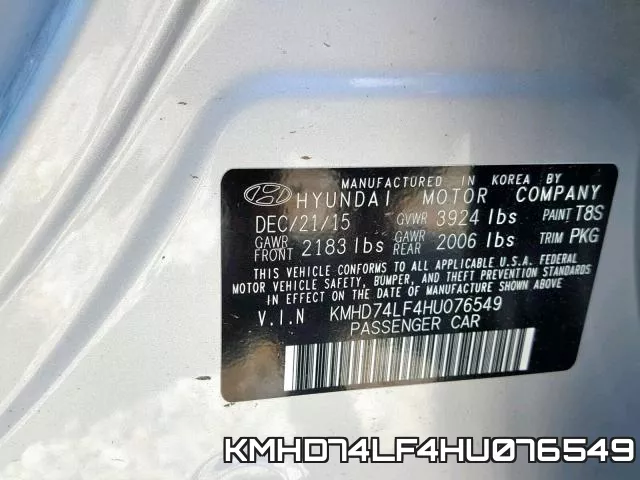 KMHD74LF4HU076549 фото 2