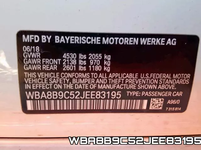 WBA8B9C52JEE83195 фото 2