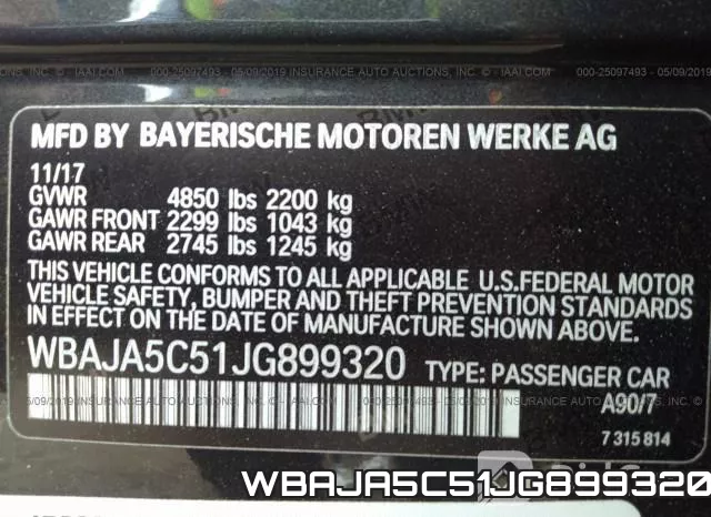 WBAJA5C51JG899320 фото 10