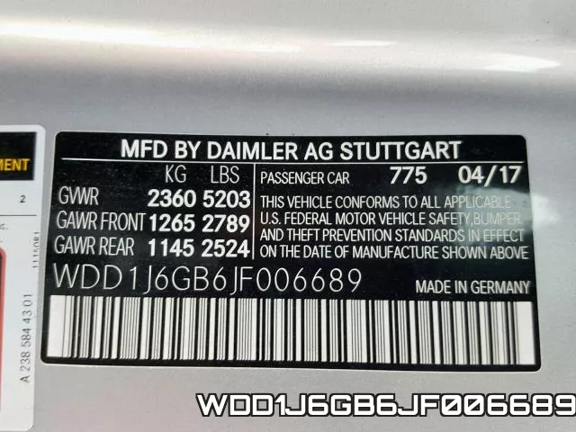 WDD1J6GB6JF006689 фото 2