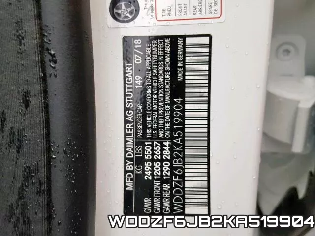WDDZF6JB2KA519904 фото 2