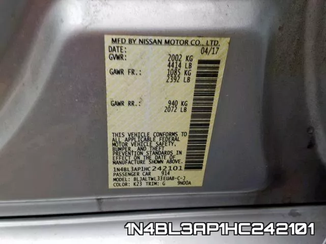 1N4BL3AP1HC242101 фото 2