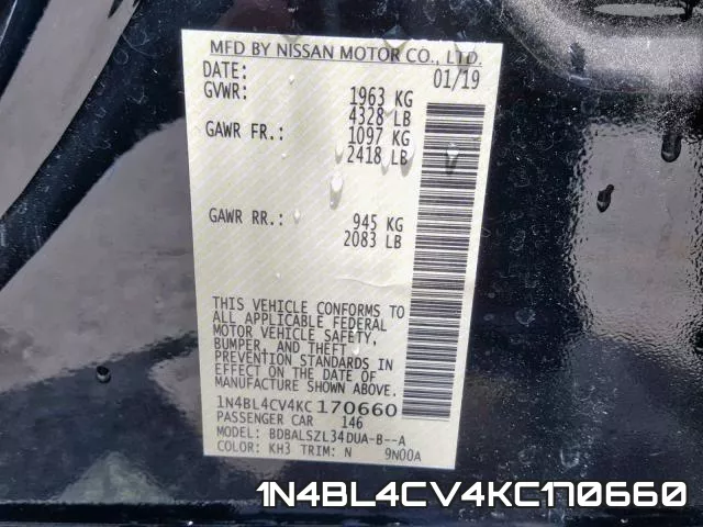 1N4BL4CV4KC170660 фото 2