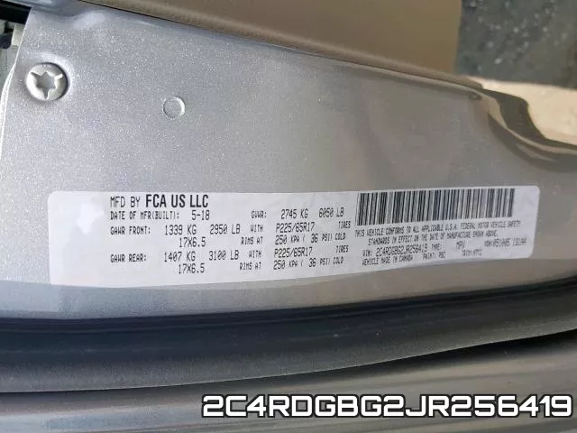 2C4RDGBG2JR256419 фото 2