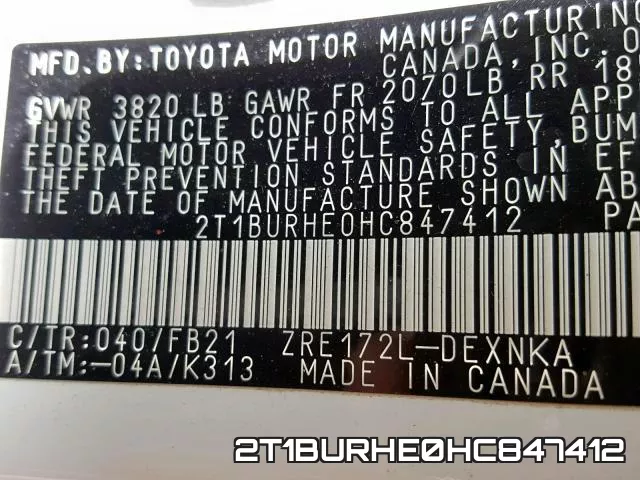 2T1BURHE0HC847412 фото 2