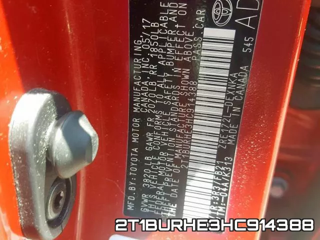 2T1BURHE3HC914388 фото 2
