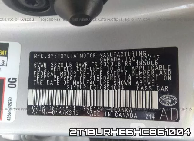 2T1BURHE5HC851004 фото 9