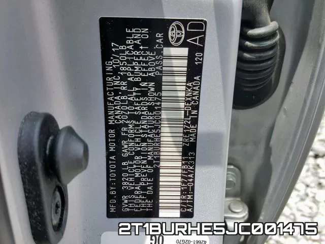 2T1BURHE5JC001475 фото 2