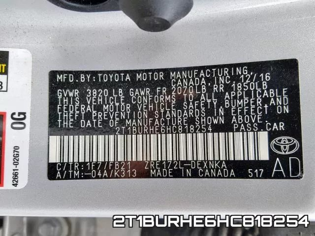 2T1BURHE6HC818254 фото 2