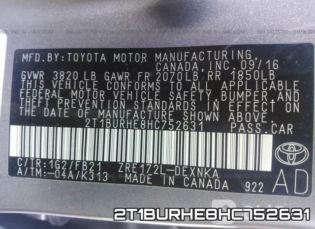 2T1BURHE8HC752631 фото 10