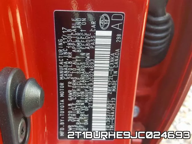 2T1BURHE9JC024693 фото 2
