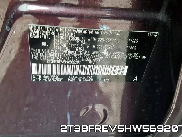 2T3BFREV5HW569207 фото 2