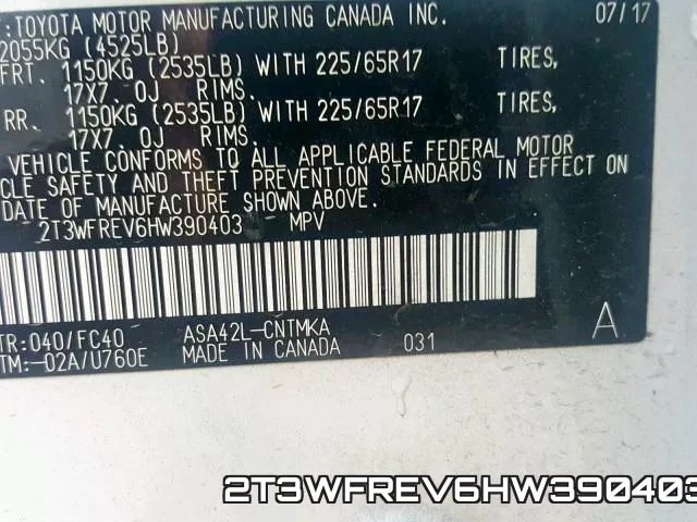 2T3WFREV6HW390403 фото 2
