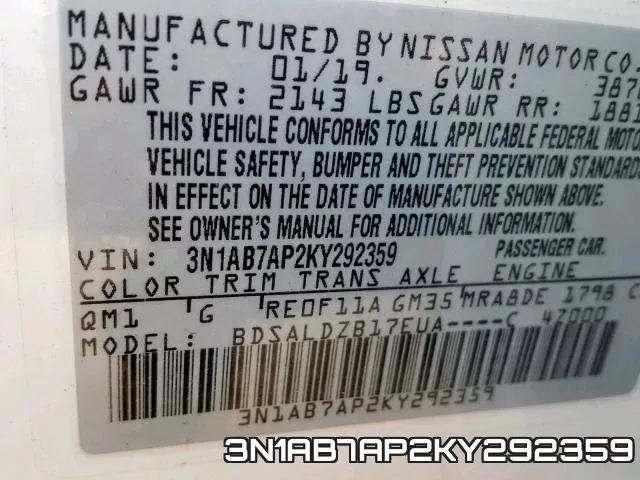 3N1AB7AP2KY292359 фото 2