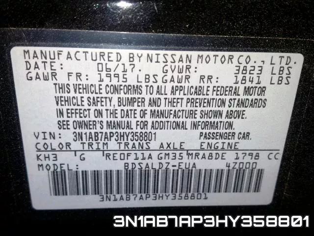 3N1AB7AP3HY358801 фото 2