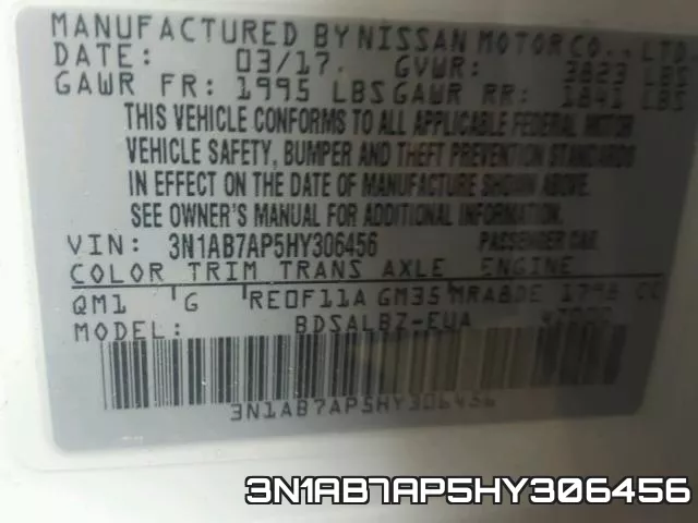 3N1AB7AP5HY306456 фото 2